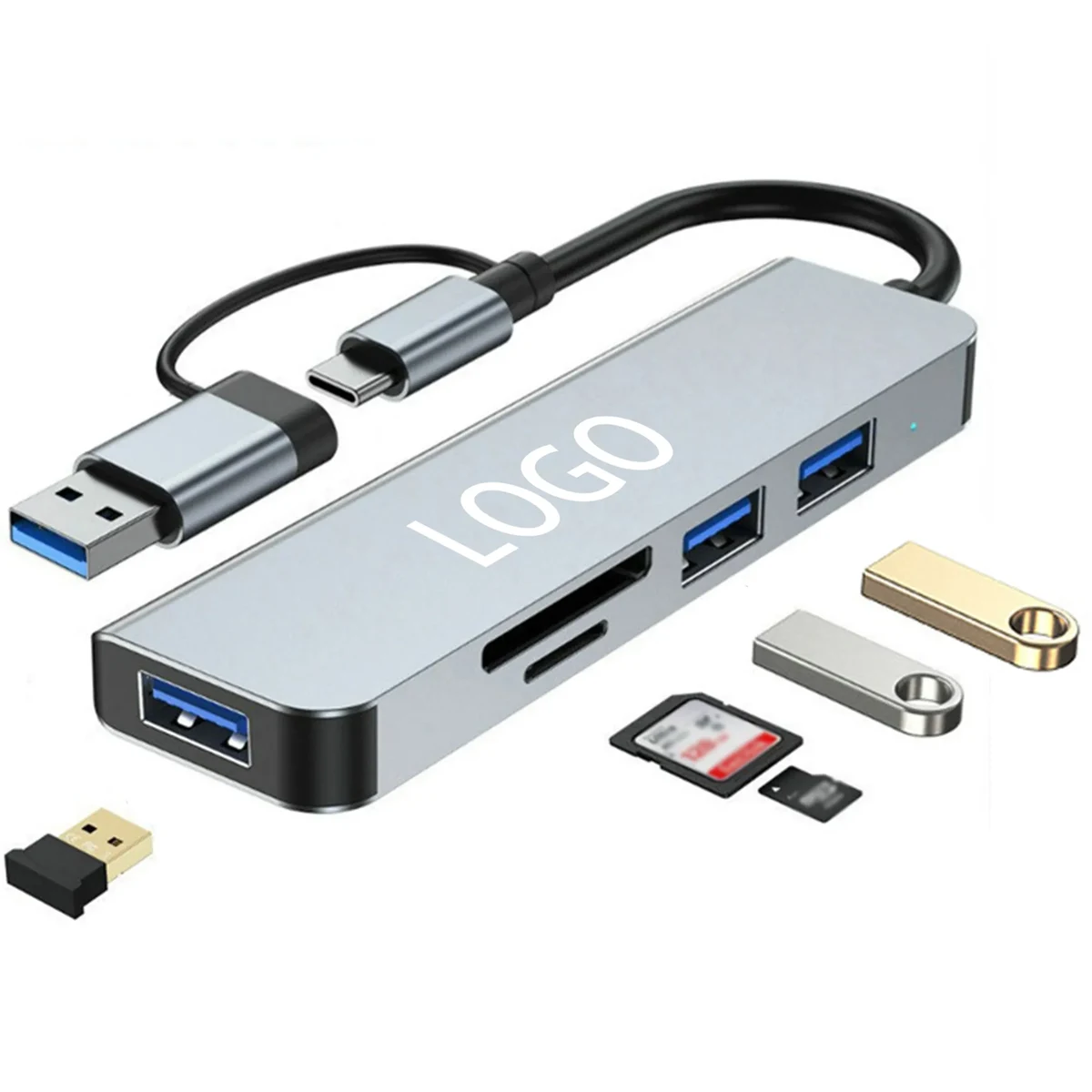 MOQ50 5 In 1 Multifunction USB Hub Card Reader 1