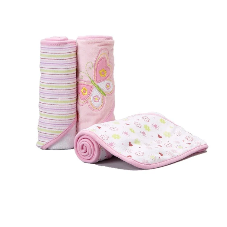 Baby Hooded Towels - Pink Butterfly 3 Pack 1