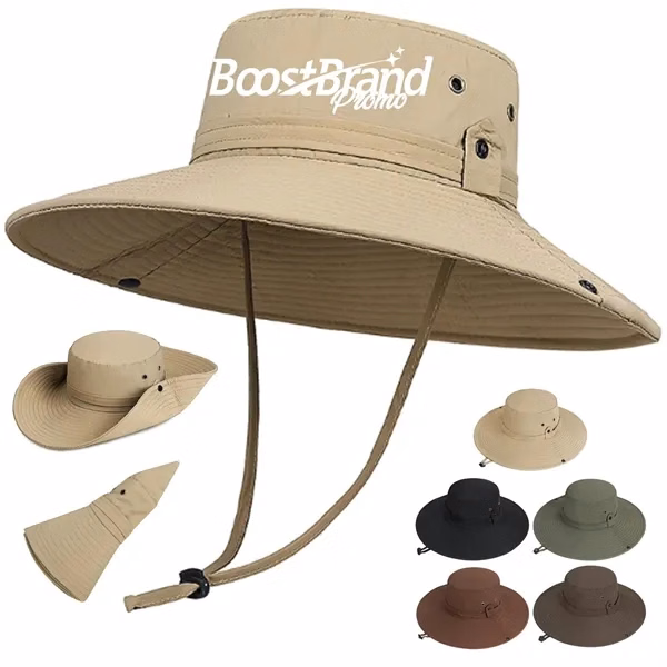 Custom Foldable Outdoor Sun Hat with Adjustable Strap — Beach & Hiking Protection