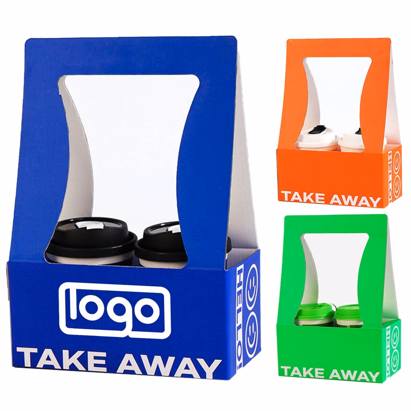 Colorful Fahion Paper 2 Cup Holder W/ Handles