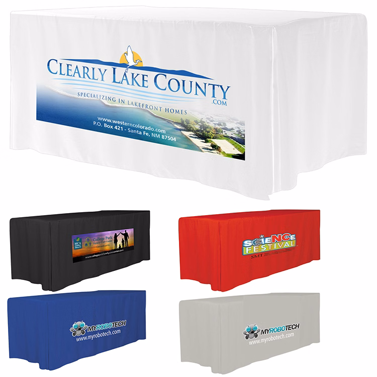 "Omaha Eight" 4-Sided Fitted Style Table Covers & Table Throws (PhotoImage Full Color) / Fits 8 ft T