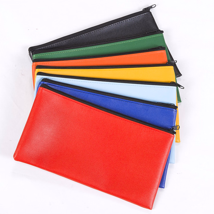 Leather Security Zippered Bank Bag