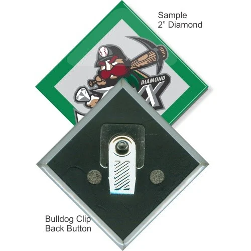 Bulldog Clip 2 Inch Diamond Button 1