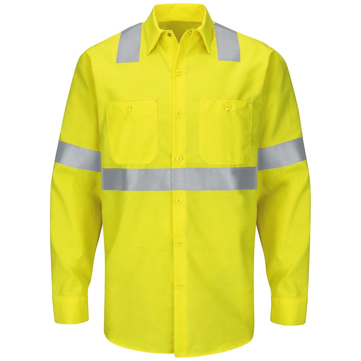 Red Kap® Men's Hi-Visibility Long Sleeve Ripstop Work Shirt - Type R, Class 2 1