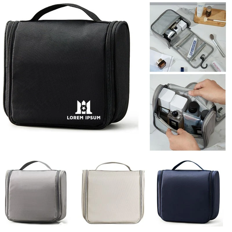 Oxford Cloth Travel Toiletry Bag with Back Pocket 1