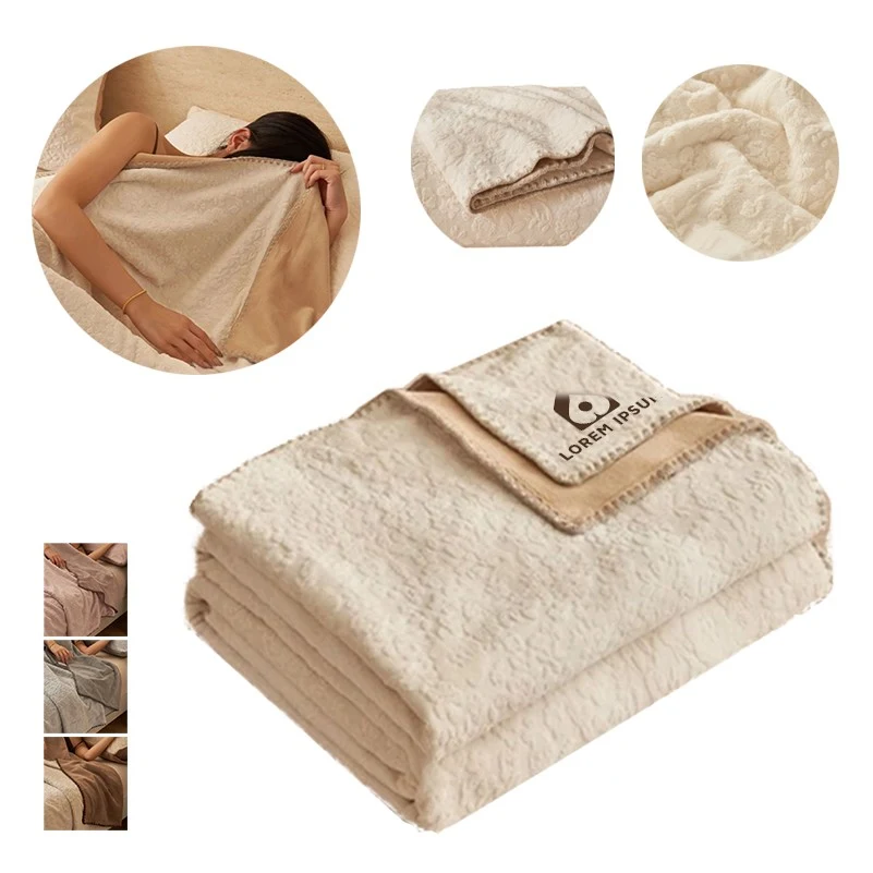 Double Layer Composite Throw Designed Milk Velvet Blanket 1