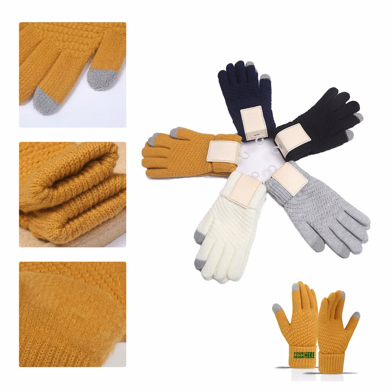MOQ 50 Touchscreen Knit Gloves with Warm Lining