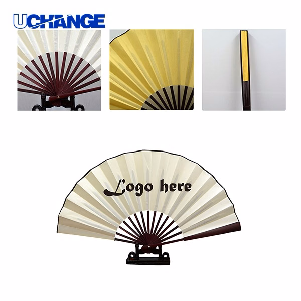Large Cloth Folding Hand Fan with Two-Sided Full Color