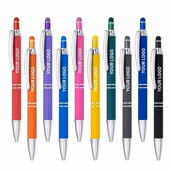 Custom Gel Glide Textured Stylus Pen 5.6 Inch — Multi-Color Touch Screen Promo
