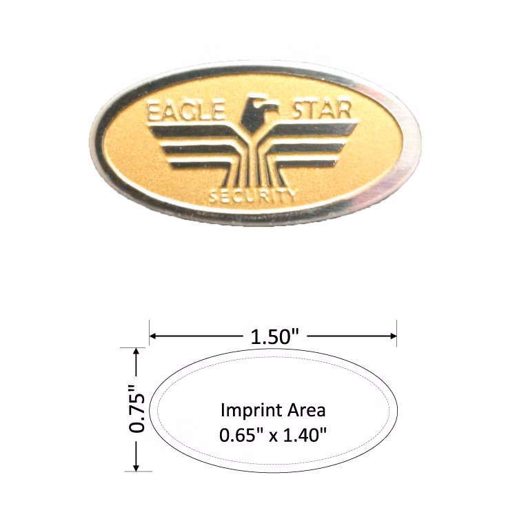 Oval 1.50" Polished Nickel Etched Lapel Pin with Color Fill - USA Made
