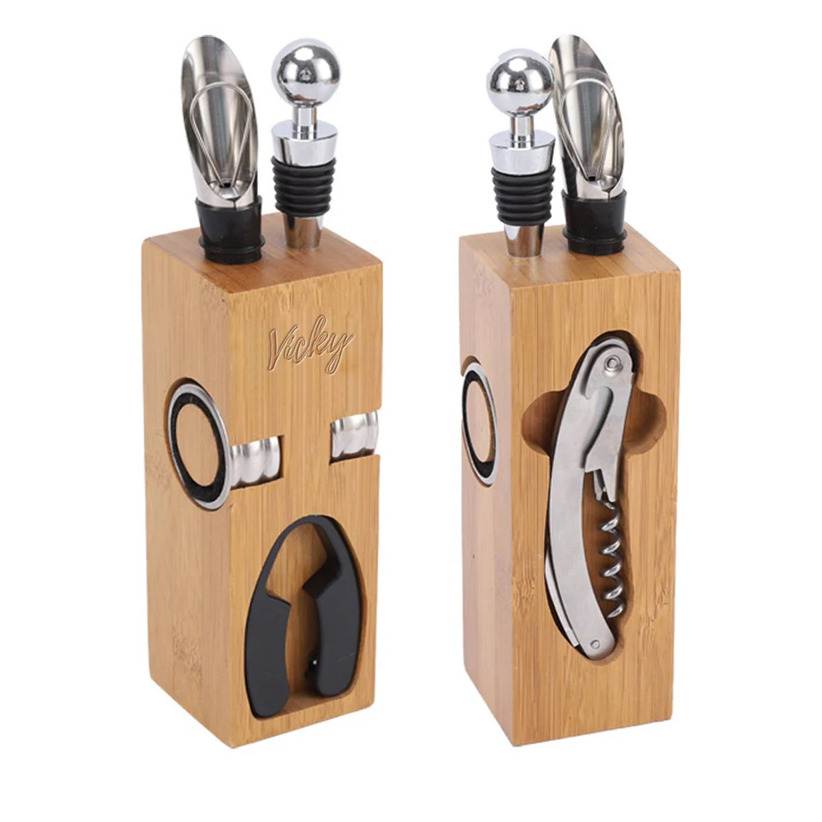Red Wine Corkscrew Set w/ Wood Box 1