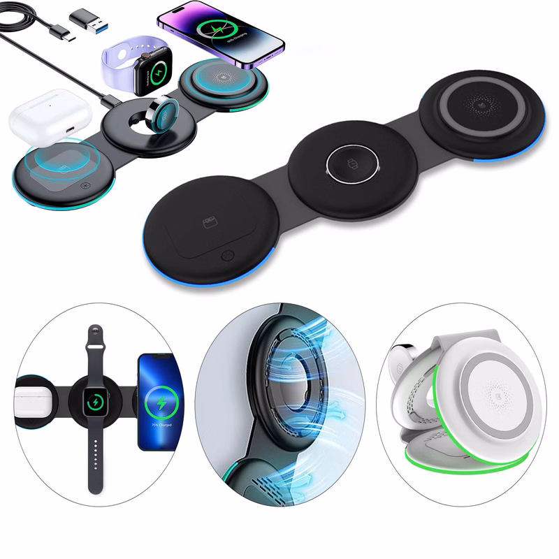 3 in 1 Compatible With Magsafe Charger Foldable Wireless Charger Station Pad
