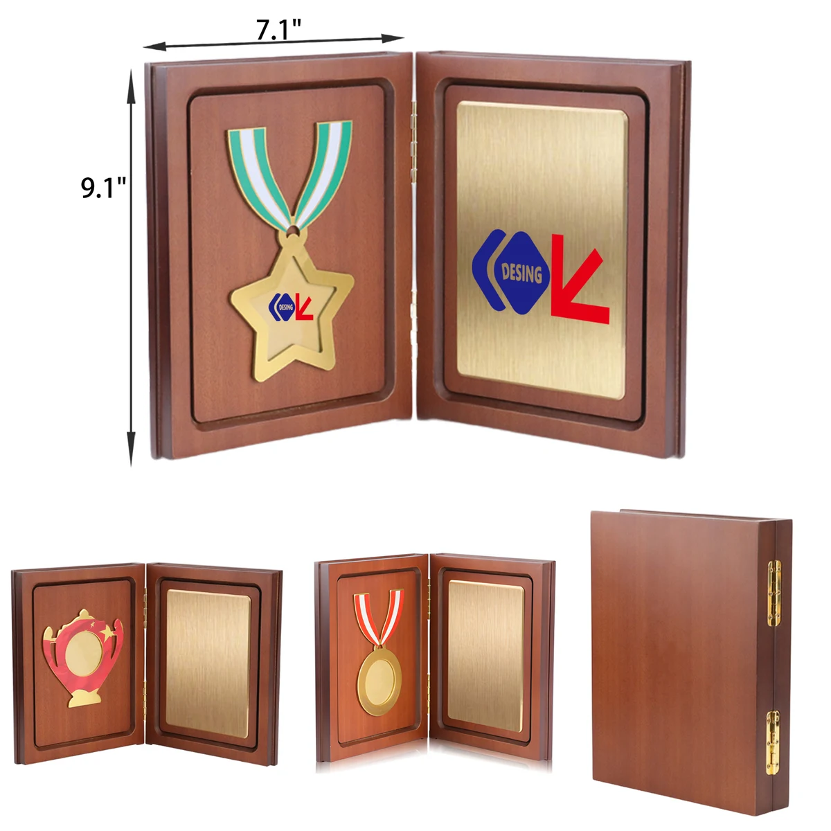 MOQ 3 PCS Gorgeous Metal Medal With Wooden Cover 1