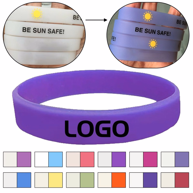 UV Reactive Color Changing Silicone Wristband 8.25 Inch