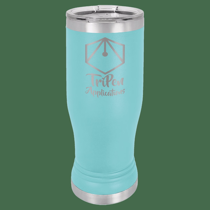 14 oz. Teal Laser Engraved Polar Camel Pilsner Tumbler w/Clear Lid