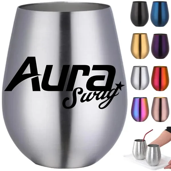 Custom Stainless Steel Stemless Wine Glass with 7 Colors — Professional Event Essential 1