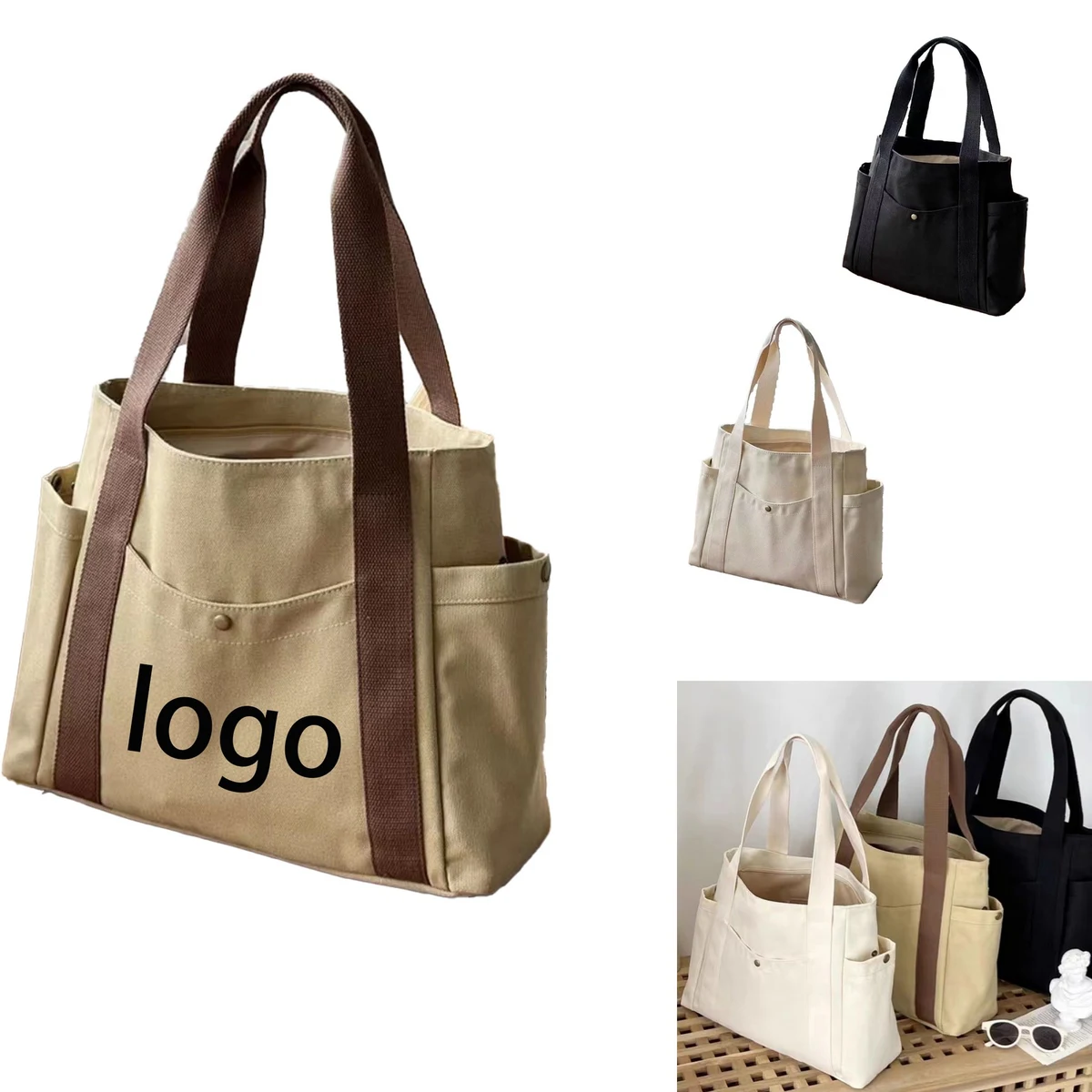 Commuter All-In-One Canvas Bag, custom tote bag with logo imprint 1