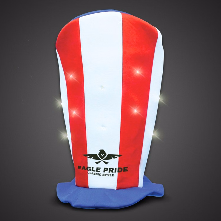Flashing Patriotic LED Stove Top Hat
