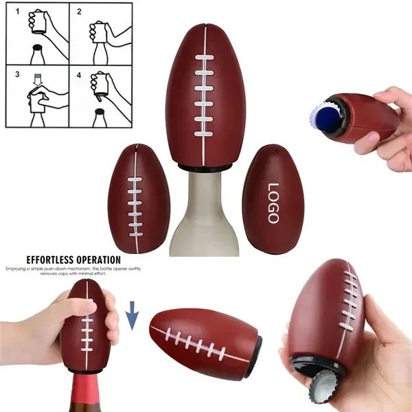 Football Shaped Bottle Opener with Automatic Press Down 1