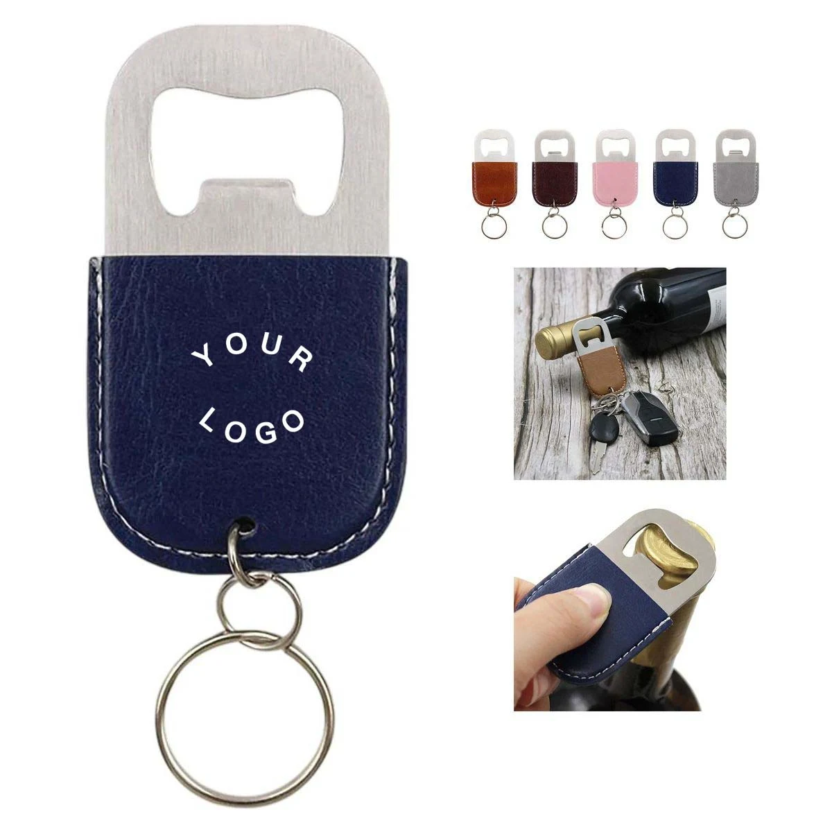 PU Leather Stainless Steel Bottle Opener Keychain 1