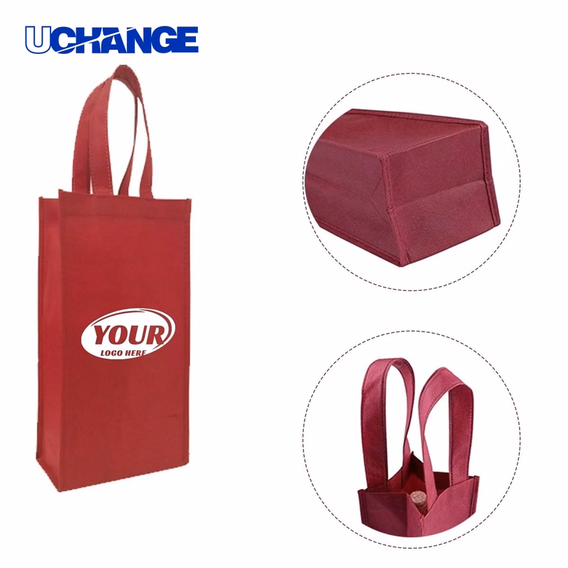 Non-Woven Single Wine Bottle Tote Bag