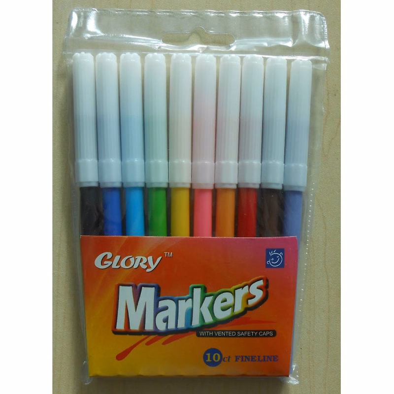 Fine Line Markers - 10 Assorted Colors Washable