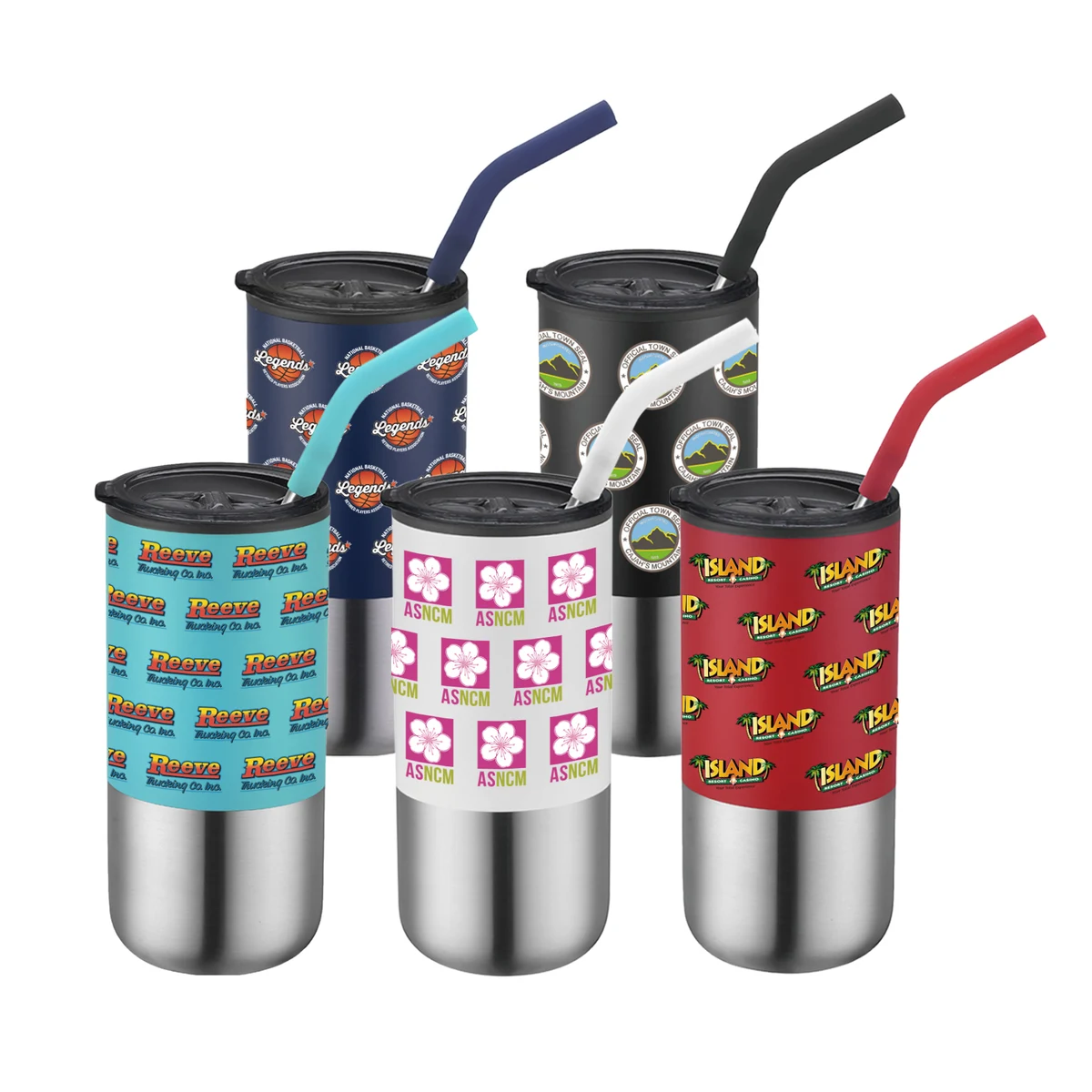16 oz. Double Wall Color Body Tumbler Straw and Lid 1