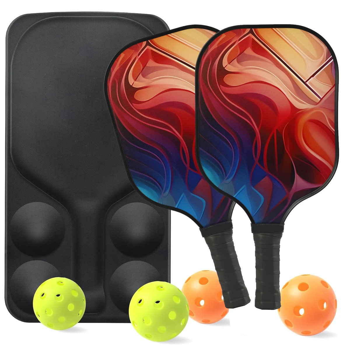 Carbon Fiber Pickleball Racket Paddle & Ball Set w/ EVA Bag 1