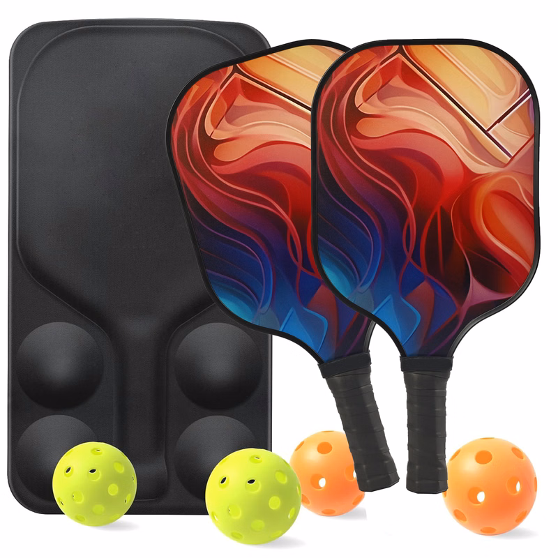 Carbon Fiber Pickleball Racket Paddle & Ball Set w/ EVA Bag