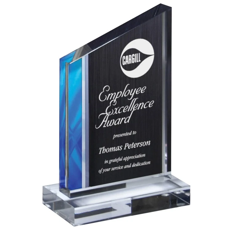 7-1/4" Deco Wedge Blue Acrylic Award 1