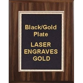 6" x 8" Classic Walnut Finish Plaque with a Black Florentine Plate