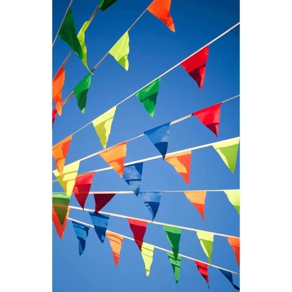 105' Semi-Stock Fluorescent Pennant Streamers w/ 48 Pennants 1