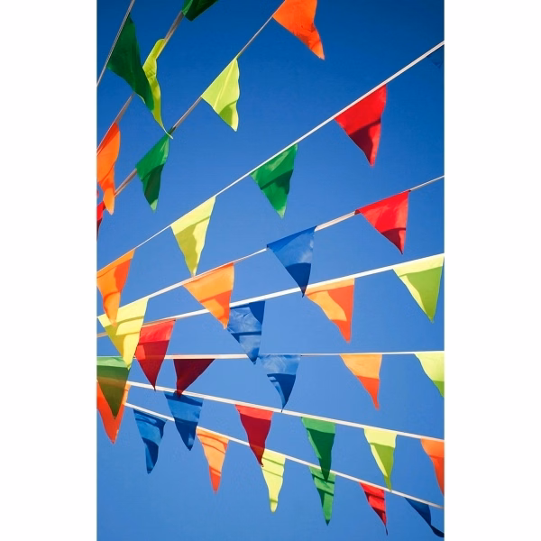 105' Semi-Stock Fluorescent Pennant Streamers w/ 48 Pennants