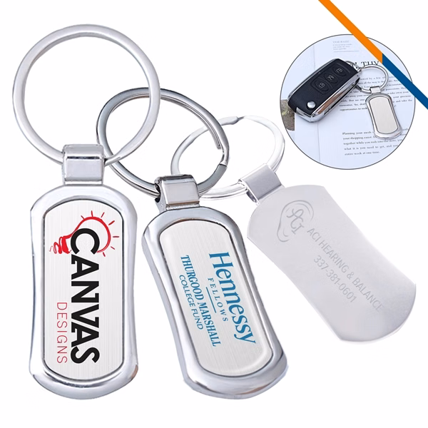 Custom Royal Chrome Finish Key Tag 2.2 x 0.86 inches — Premium Brand Gift
