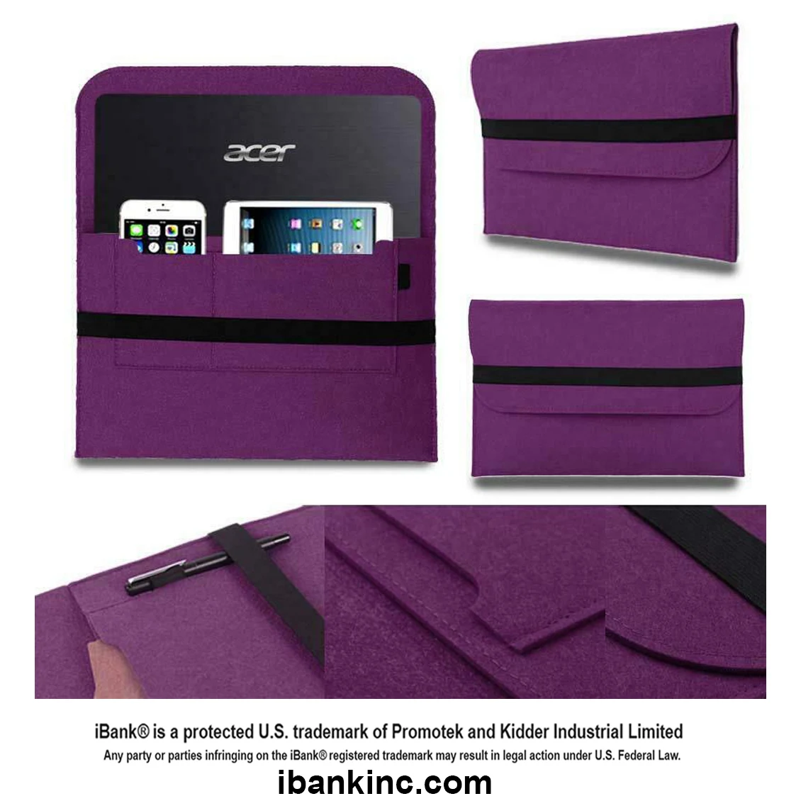iBank ® 8-11 Inch Felt Case Fits with Tab S8/S9 11", iPad Pro 11 inch, iPad 10th Gen 10.10 1