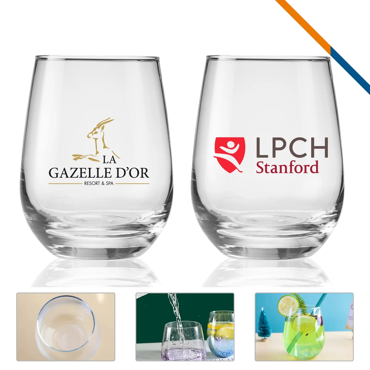 Libbey Rupert Stemless Wine Glasses - 15.25 OZ. 1