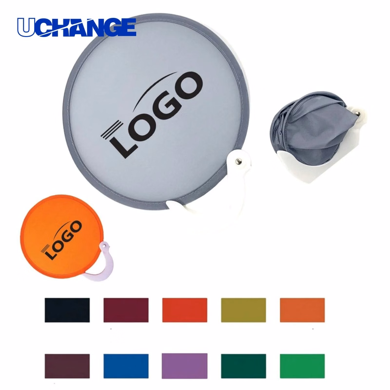 Handheld Round Folding Fan with Handle for Cooling