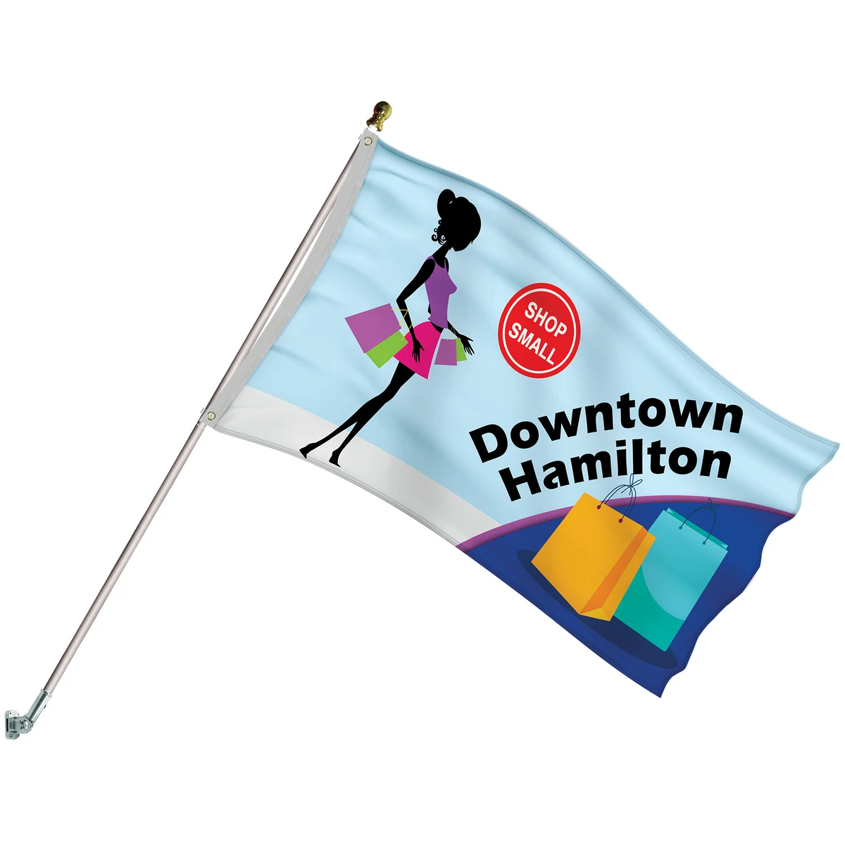 Promotional Flag Kit with 3' x 5' Flag and Silver Bracket 1