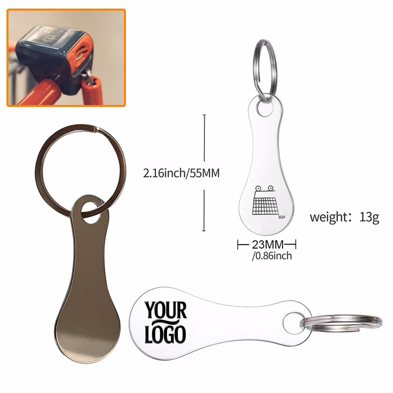 Stainless Steel Shopping Trolley Token Keychain