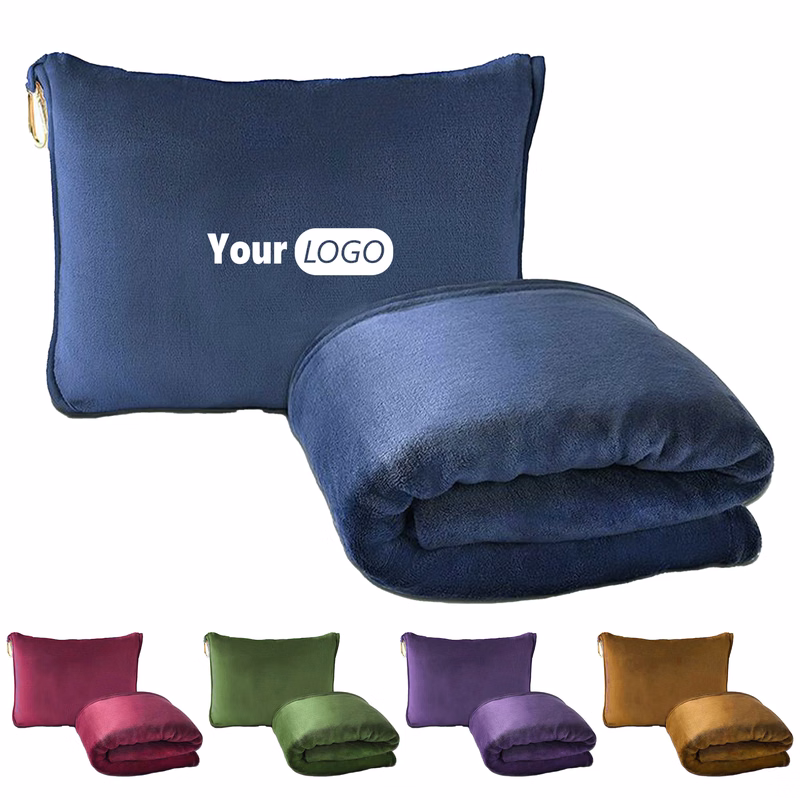 Flannel Foldable Travel Flannel Blanket Pillow For Cozy Comfort
