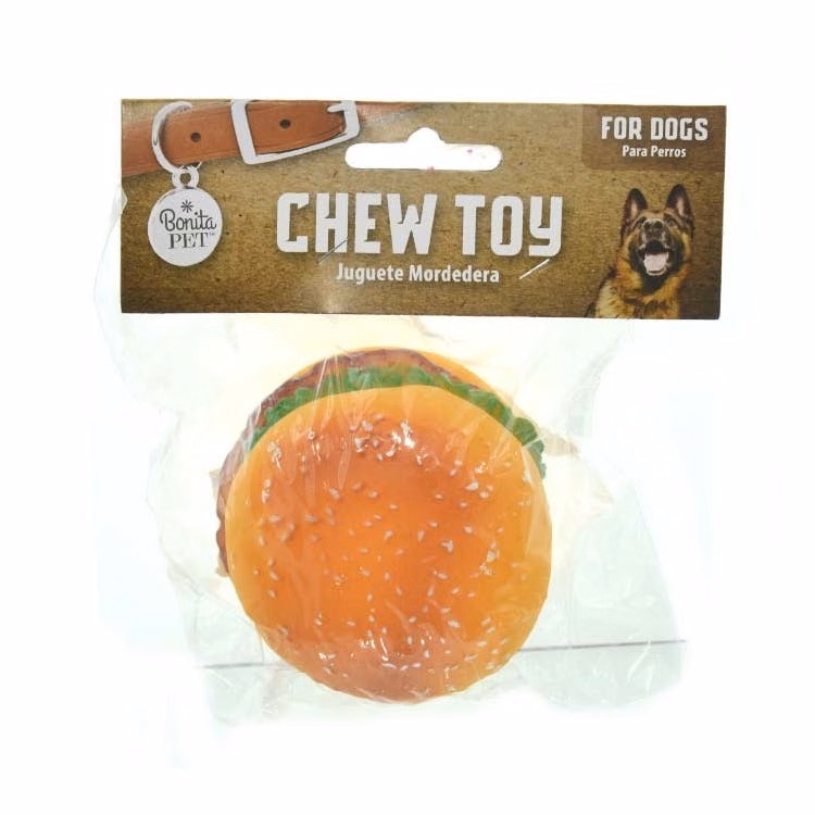 Plastic Burger Pet Toys - 3.34"