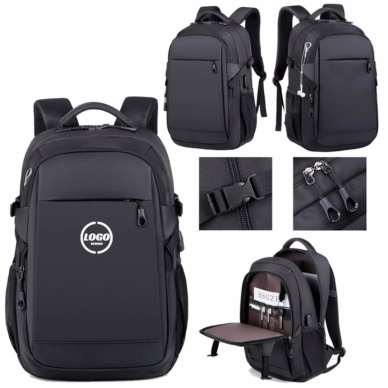 Custom Oxford Fabric Black Laptop Backpack