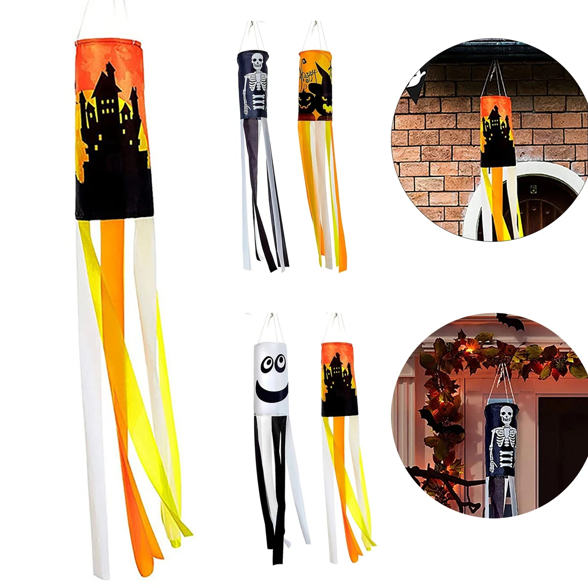 40 Inch Halloween Pumpkin Ghost Windsock Flag Decoration 1