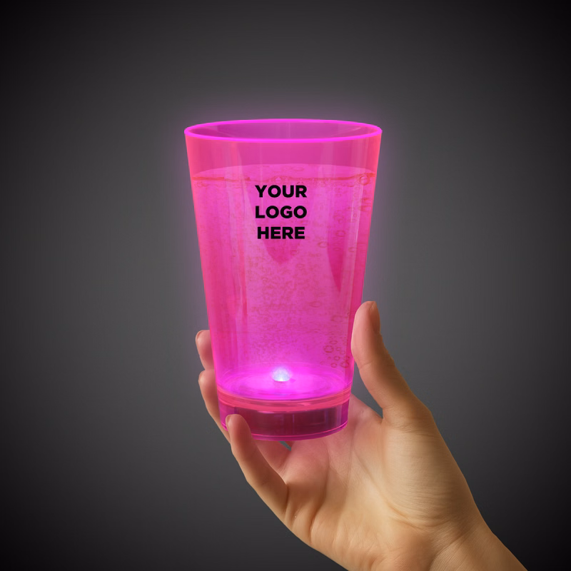 Pink 12oz. Neon Plastic LED Tumbler(Laser Engraved)