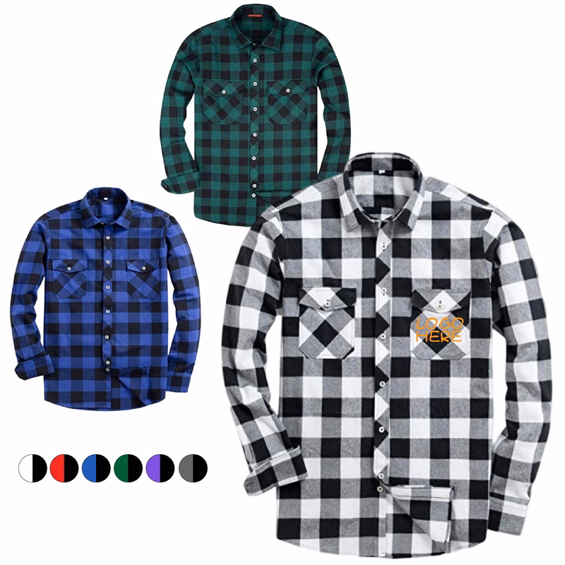 Casual Loose Fit Button Down Flannel Plaid Shirts