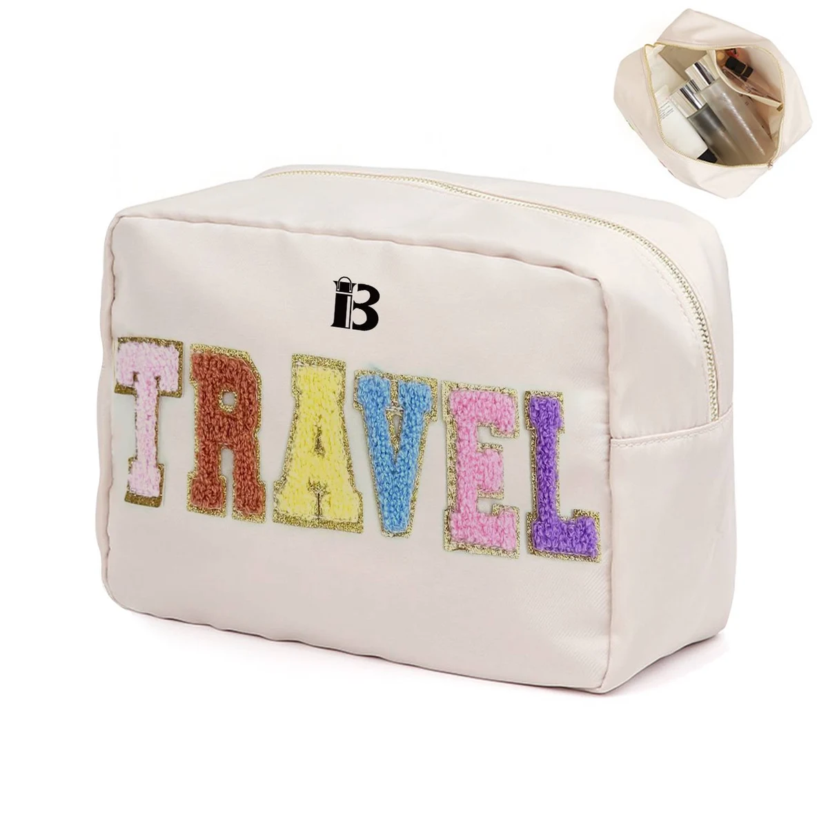 Nylon Large-capacity letter makeup cosmetic bag 1