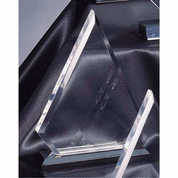 7-1/2" Triangle Crystal Clear Acrylic Award w/ Black Base