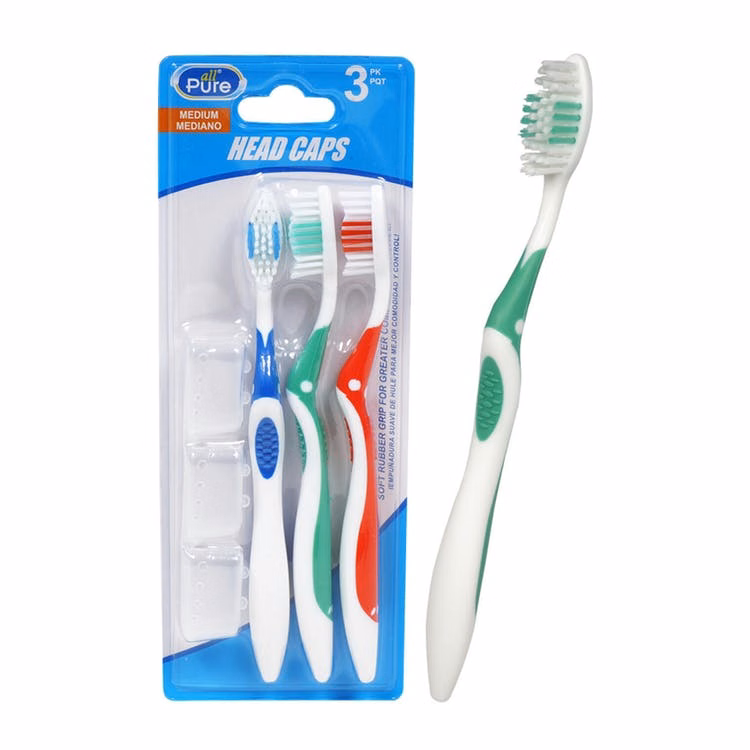 Toothbrushes with Caps - Assorted 3 Pack