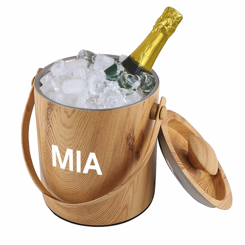 Stainless steel wood grain ice bucket