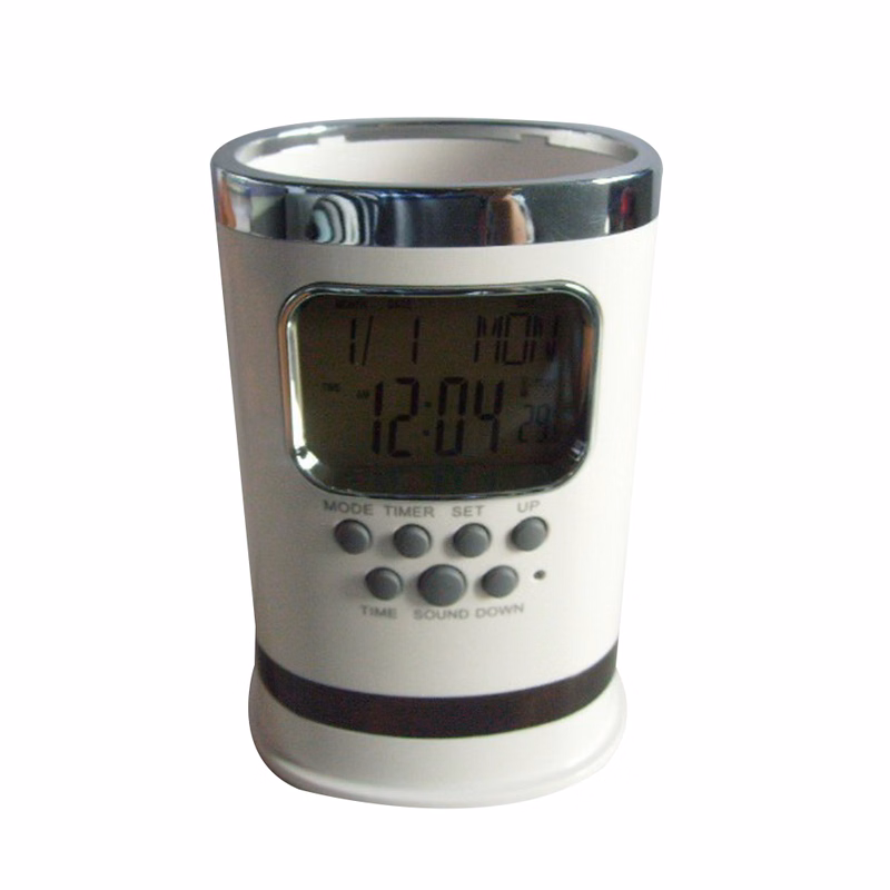 LED Desk Digital Alarm Clock Pen Holder